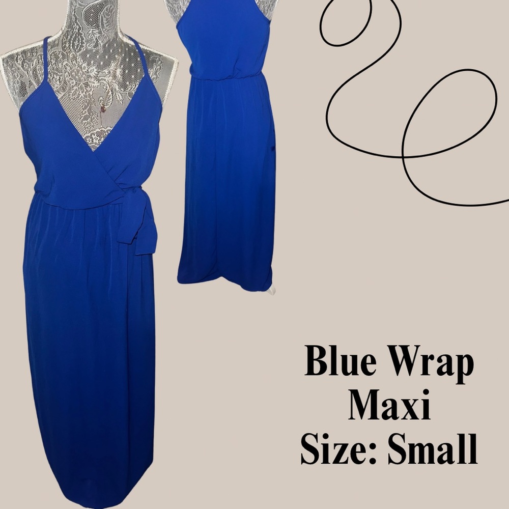 Elegant Blue Wrap Maxi Dress